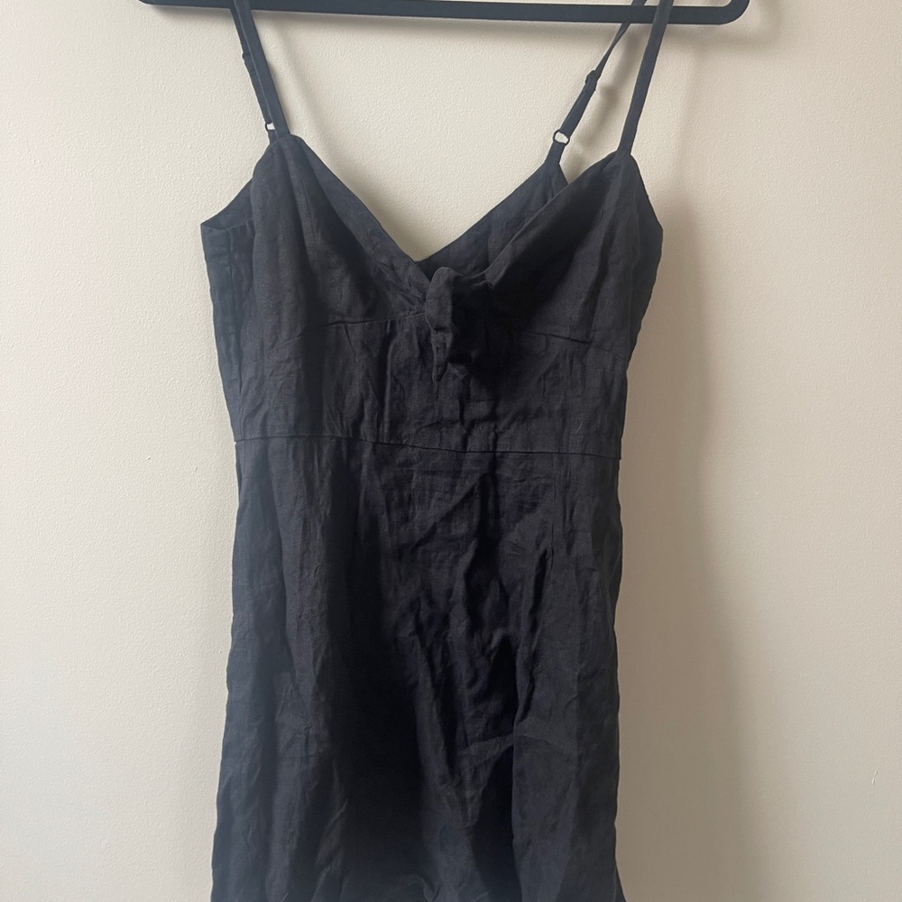 Reformation Black Strappy Linen Blend Dress size 6
